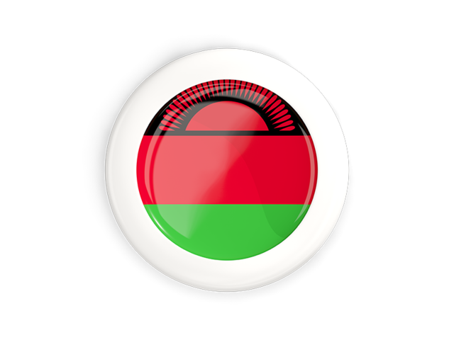 White framed round button. Download flag icon of Malawi at PNG format