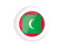 Maldives. White framed round button. Download icon.