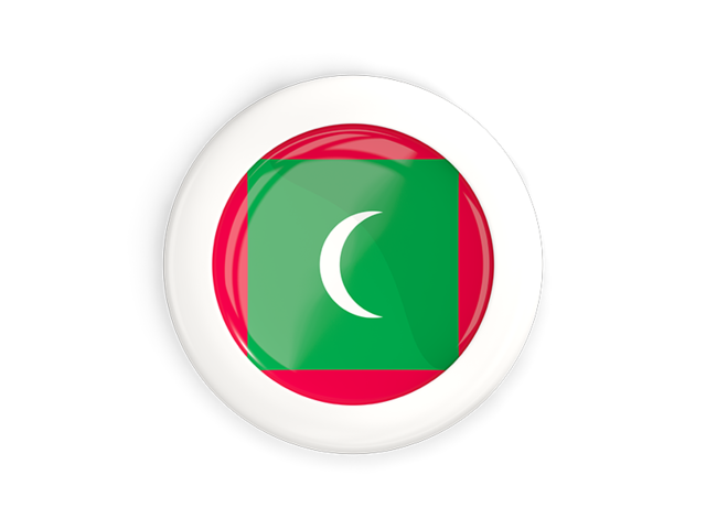 Круглая кнопка с белой рамкой. Скачать флаг. Мальдивы