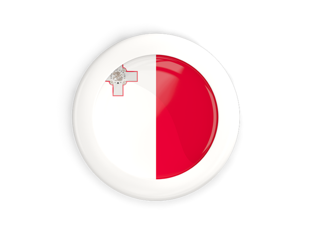 Круглая кнопка с белой рамкой. Скачать флаг. Мальта