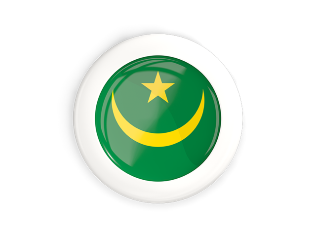 Круглая кнопка с белой рамкой. Скачать флаг. Мавритания