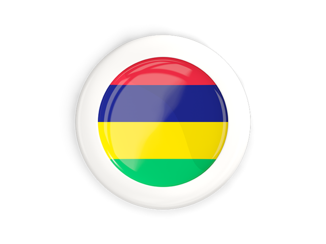 White framed round button. Download flag icon of Mauritius at PNG format