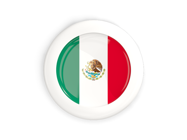 White framed round button. Download flag icon of Mexico at PNG format
