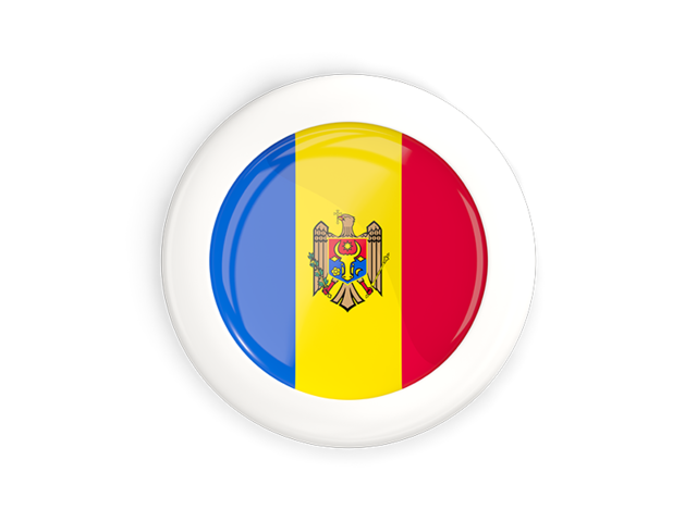 White framed round button. Download flag icon of Moldova at PNG format
