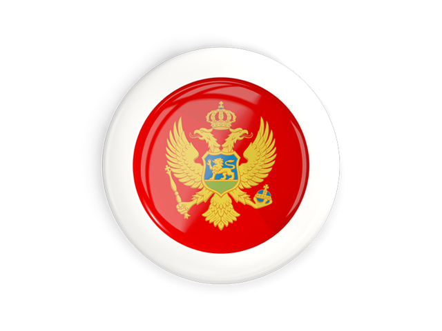 White framed round button. Download flag icon of Montenegro at PNG format