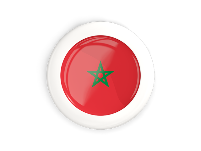 White framed round button. Download flag icon of Morocco at PNG format