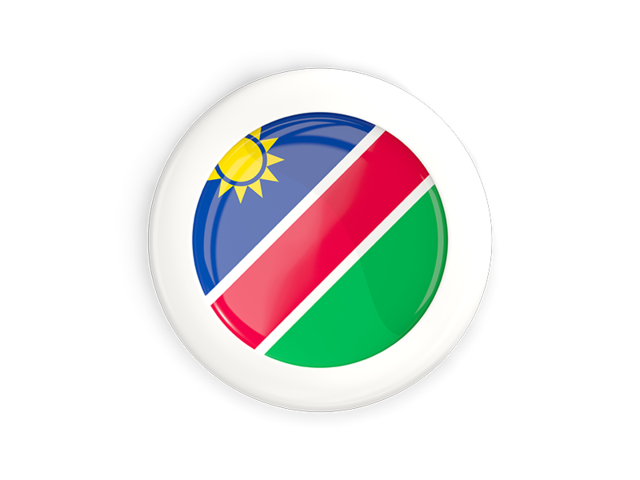 Круглая кнопка с белой рамкой. Скачать флаг. Намибия