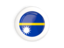 Nauru. White framed round button. Download icon.