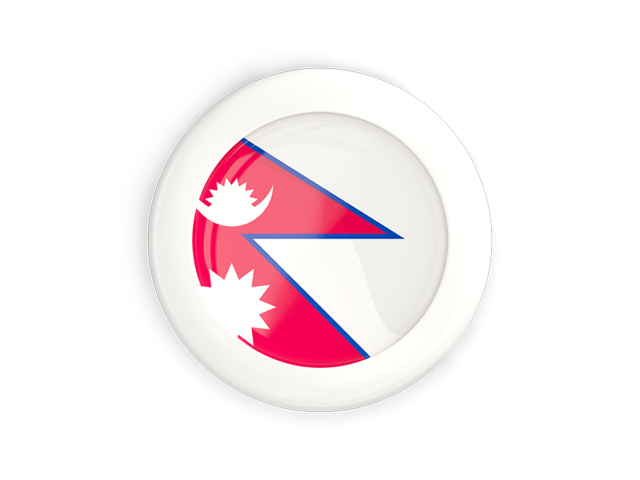 Круглая кнопка с белой рамкой. Скачать флаг. Непал