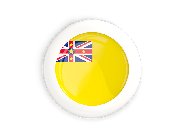 White framed round button. Download flag icon of Niue at PNG format