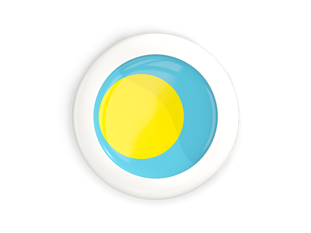 White framed round button. Download flag icon of Palau at PNG format