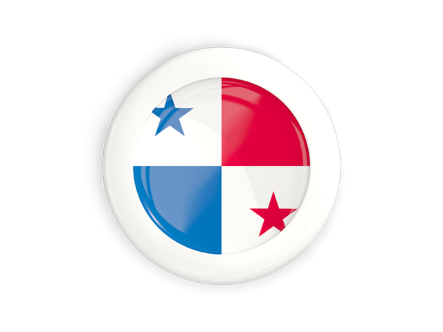 White framed round button. Download flag icon of Panama at PNG format