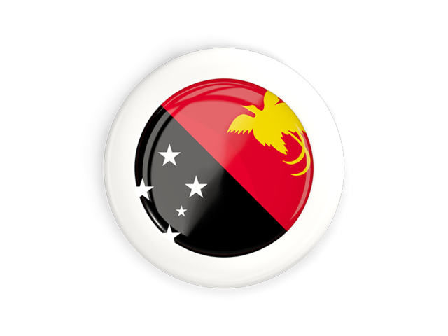 Круглая кнопка с белой рамкой. Скачать флаг. Папуа — Новая Гвинея
