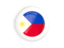 Philippines. White framed round button. Download icon.