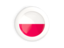 Poland. White framed round button. Download icon.