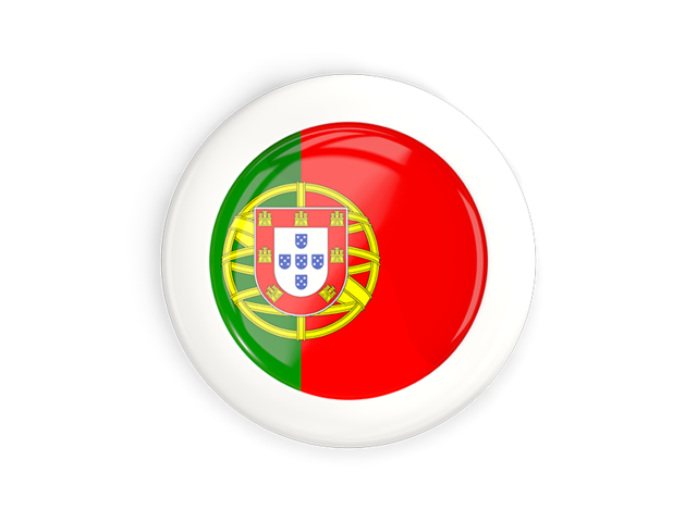 White framed round button. Download flag icon of Portugal at PNG format