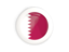 Qatar. White framed round button. Download icon.