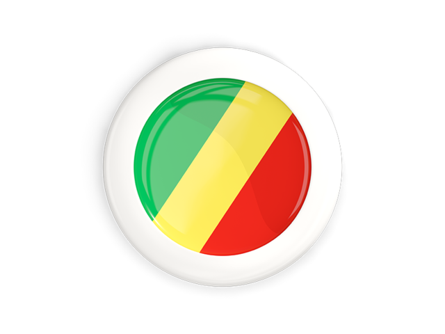 Круглая кнопка с белой рамкой. Скачать флаг. Республика Конго