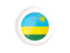 Rwanda. White framed round button. Download icon.
