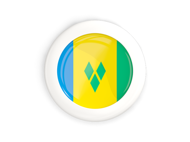 White framed round button. Download flag icon of Saint Vincent and the Grenadines at PNG format