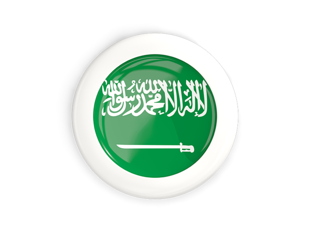 White framed round button. Download flag icon of Saudi Arabia at PNG format