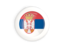 Serbia. White framed round button. Download icon.