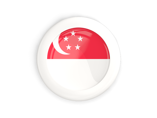 Круглая кнопка с белой рамкой. Скачать флаг. Сингапур