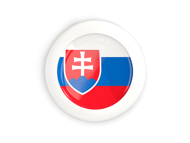 Круглая кнопка с белой рамкой. Скачать флаг. Словакия