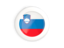 Slovenia. White framed round button. Download icon.
