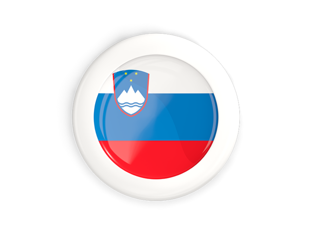 White framed round button. Download flag icon of Slovenia at PNG format