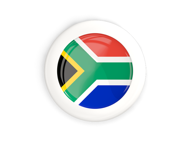 White framed round button. Download flag icon of South Africa at PNG format