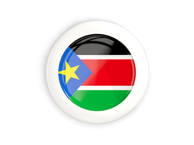 Круглая кнопка с белой рамкой. Скачать флаг. Южный Судан