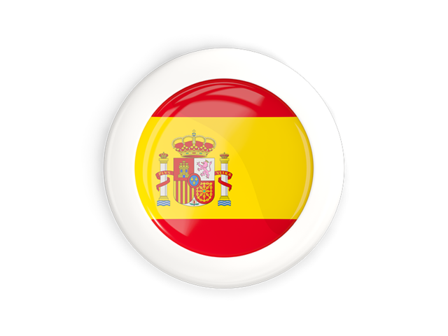 White framed round button. Download flag icon of Spain at PNG format