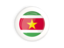 Suriname. White framed round button. Download icon.