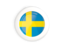 Sweden. White framed round button. Download icon.