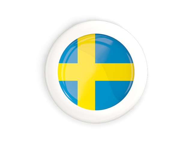 White framed round button. Download flag icon of Sweden at PNG format