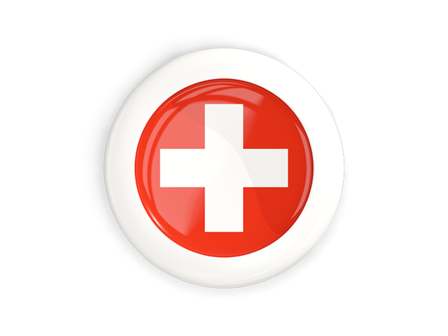 White framed round button. Download flag icon of Switzerland at PNG format
