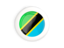 Tanzania. White framed round button. Download icon.