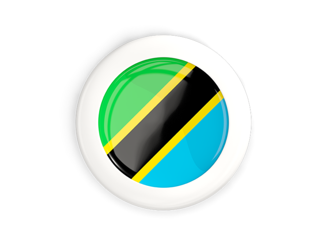 Круглая кнопка с белой рамкой. Скачать флаг. Танзания
