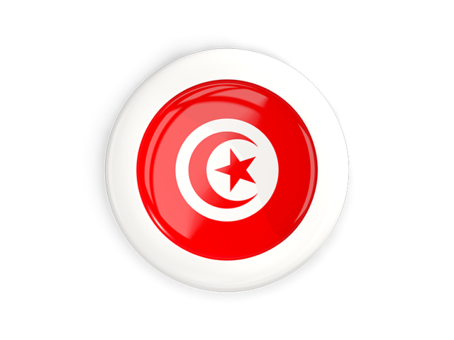 White framed round button. Download flag icon of Tunisia at PNG format