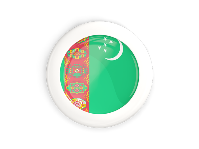White framed round button. Download flag icon of Turkmenistan at PNG format