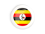 Uganda. White framed round button. Download icon.