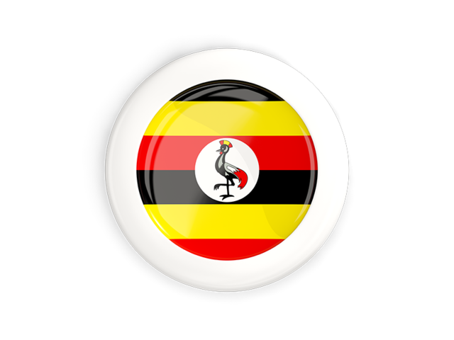 White framed round button. Download flag icon of Uganda at PNG format