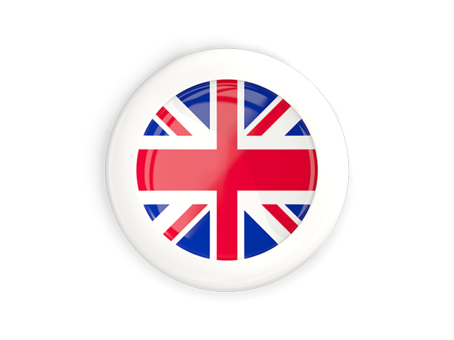 White framed round button. Download flag icon of United Kingdom at PNG format