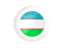 Uzbekistan. White framed round button. Download icon.