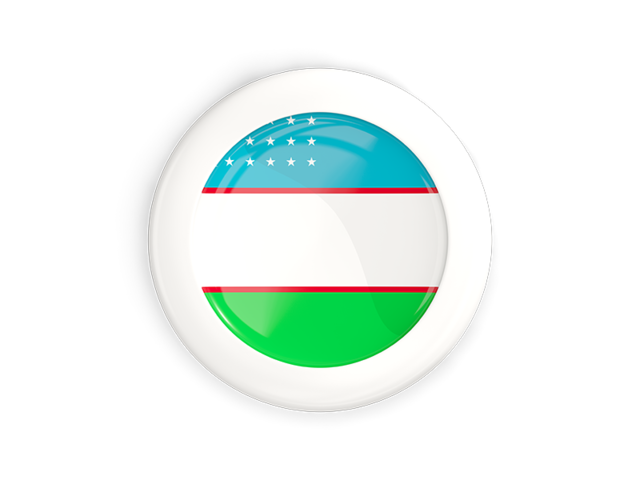White framed round button. Download flag icon of Uzbekistan at PNG format