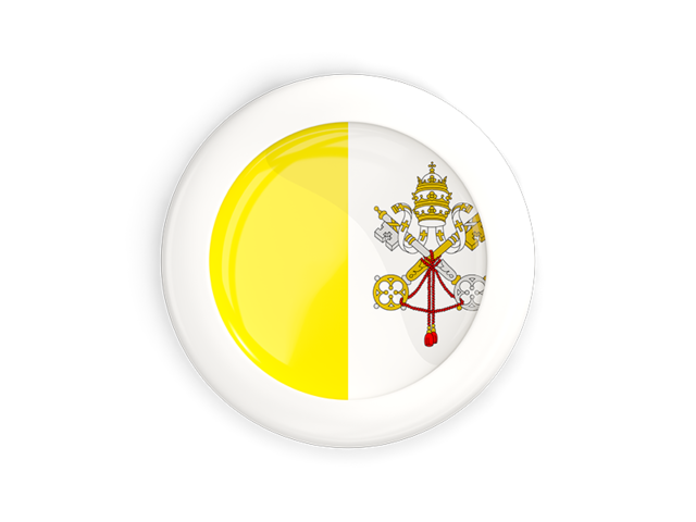 White framed round button. Download flag icon of Vatican City at PNG format