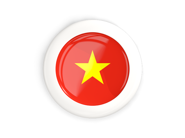 White framed round button. Download flag icon of Vietnam at PNG format