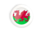 Wales. White framed round button. Download icon.