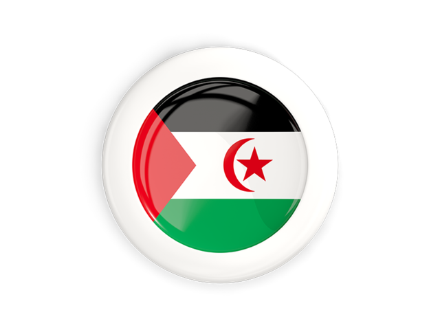 Круглая кнопка с белой рамкой. Скачать флаг. Западная Сахара